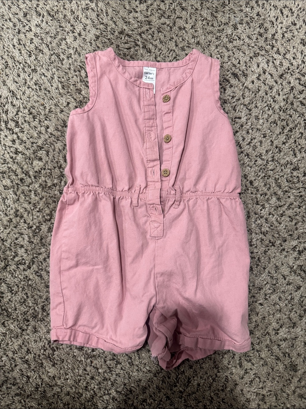 Carter's Light Pink Sleeveless Cotton Romper